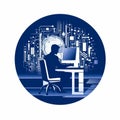 Minimalist Monocolored Icon For Computer Systems Analyst Professional Royalty Free Stock Photo