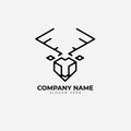 Minimalist monoline lineart outline deer icon logo template vector illustration Royalty Free Stock Photo