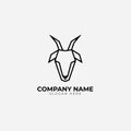 Minimalist monoline lineart outline goat icon logo template vector illustration