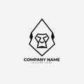 Minimalist monoline lineart outline gorilla icon logo template vector illustration