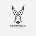 Minimalist monoline lineart outline rabbit icon logo template vector illustration