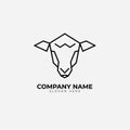 Minimalist monoline lineart outline sheep icon logo template vector illustration