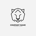 Minimalist monoline lineart outline tiger icon logo template vector illustration