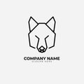 Minimalist monoline lineart outline wolf icon logo template vector illustration