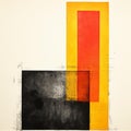 Vibrant Retro Art Minimalist Monotype Print Composition