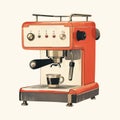 Minimalist Monotype Print Of Retro Home Coffee Machine