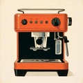 Minimalist Monotype Print Of Retro Style Home Coffee Machine