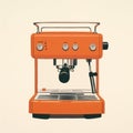 Minimalist Monotype Print Of Retro Style Home Coffee Machine