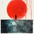 Minimalist Monotype Print: Retro Art By John Bennington Royalty Free Stock Photo