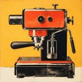 Minimalist Monotype Print Of Retro Coffee Machine