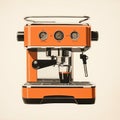 Minimalist Monotype Print Of Retro Coffee Machine Royalty Free Stock Photo