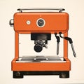 Minimalist Monotype Print Of Retro Coffee Machine