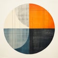 Minimalist Monotype Print: Retro Minimal Canvas With Architectural Grids