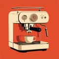 Minimalist Monotype Print Of Retro Single-serve Coffee Machine