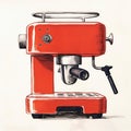 Minimalist Monotype Print Of Retro Style Small Coffee Machine