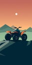 Minimalist Motocross Game With Orange Quad Bike Royalty Free Stock Photo