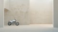 Minimalist Motorbike In A White Room: Muted Colorscape Mastery