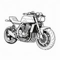 Minimalist Motorcycle Line Art On White Background