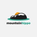Minimalist mountain hippo landscape logo icon vector template