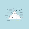 Minimalist Mountain Illustration with Geometric Accents on Light Blue Background Royalty Free Stock Photo