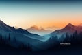 minimalist mountain illustration vista. Contemporary and modern,