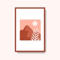 Minimalist mountain landscape. mid century abstract contemporary collage. boho illustration warm color palette Royalty Free Stock Photo