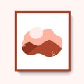 Minimalist mountain landscape. mid century abstract contemporary collage. boho illustration warm color palette Royalty Free Stock Photo