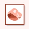 Minimalist mountain landscape. mid century abstract contemporary collage. boho illustration warm color palette Royalty Free Stock Photo