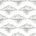 Minimalist Mountain Landscape Pattern in Black and White Royalty Free Stock Photo