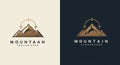 Minimalist mountain logos featuring a stylized, geometric mountain range set Royalty Free Stock Photo