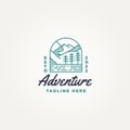 minimalist mountain outdoor adventure icon logo template vector illustration design. simple modern landscape mountain nature with Royalty Free Stock Photo