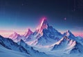 Minimalist mountain peaks with gradient snow under a vibrant sky Royalty Free Stock Photo