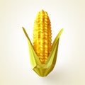 Minimalist Multifaceted Corn Illustration In Low Poly Style