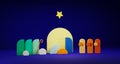 Minimalist nativity scene 3D illustration shapes to represent the birth of Christ in the stable Royalty Free Stock Photo