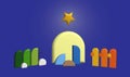 minimalist nativity scene 3D illustration simple shapes