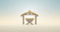Minimalist nativity stable with an empty manger and star on a soft light background Royalty Free Stock Photo