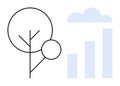 Minimalist of Nature and Data Growth with Tree and Bar Graph Elements Royalty Free Stock Photo