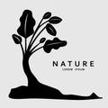 Minimalist Nature Logo with Abstract Tree Silhouette with seven leaf Royalty Free Stock Photo