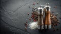 Minimalist Night Kitchen Still Life A Culinary Composition Featuring Essential Pepper and Salt Grinders Capturing the Royalty Free Stock Photo