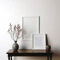 Minimalist Nightstand Picture Frame On White Wall Royalty Free Stock Photo