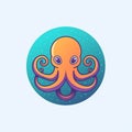 Minimalist Octopus Logo 2D Illustration