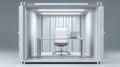 Minimalist Office Setup Inside Shipping Container for Remote Work Royalty Free Stock Photo