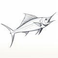 Moebius-inspired Marlin Fish Drawing On White Background Royalty Free Stock Photo