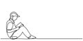 Minimalist One Line Drawing of a Man Reading a Book, Representing Knowledge and Focus Royalty Free Stock Photo