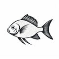 Bold Graphic Illustration Of A Black And White Fish Royalty Free Stock Photo