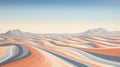 Minimalist Op Art: Streamlined Desert Landscape In Vibrant Colors
