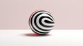 Minimalist Optical Illusion Ball Design With Black And White Stripes