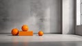 Minimalist Orange Arrangement On Grey Floor