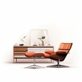 Minimalist Orange Lounge Chair And Ottoman: 3d Render Illustration Royalty Free Stock Photo