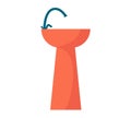 Minimalist orange sink with modern faucet design. Flat style vector illustration of bathroom interior